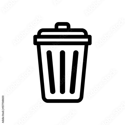 Trash can with lid icon depicting waste disposal symbol