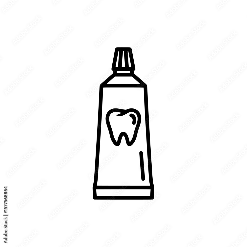 toothpaste tube with tooth icon on black background toothpaste tube with tooth icon on black background