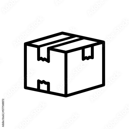 Open cardboard box with flaps and packing tape