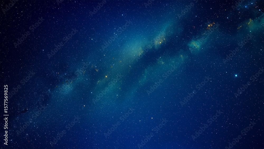 Fototapeta premium Vast expanse of the starry night sky with glowing nebulae and distant galaxies