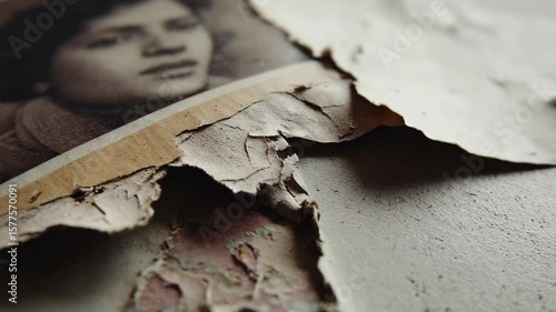 Peeling paint and a faded photograph