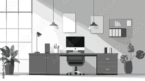 Elegant Monochrome Office Interior Design for Professional Spaces