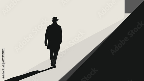 Noir Style Detective Walking Down a Lonely Street