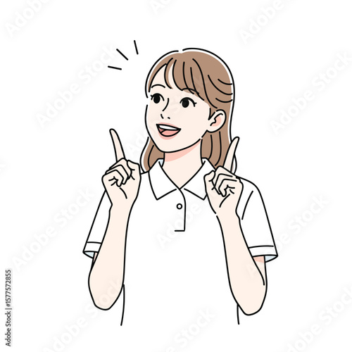 Hand-Drawn Vector of Woman Pointing with Finger – Minimalist Line Art Illustration for Guidance and Direction Concept