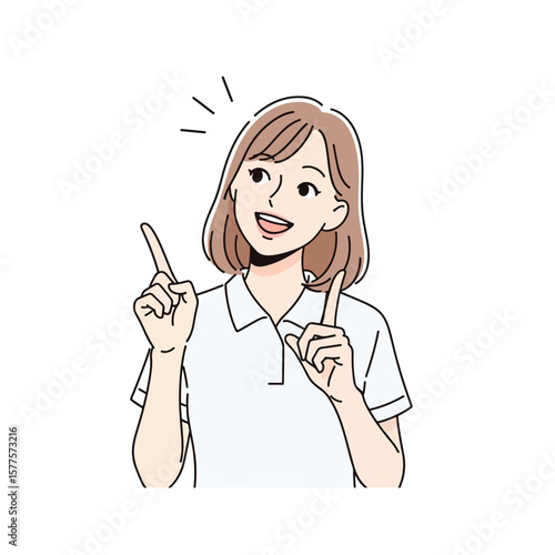 Hand-Drawn Vector of Woman Pointing with Finger – Minimalist Line Art Illustration for Guidance and Direction Concept