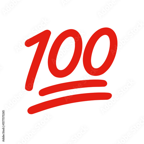 100 points emoji symbol- red handwritten hundred with underlines on transparent background 