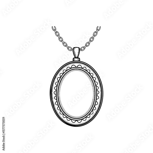 Elegant Pendant with Intricate Detailing: A meticulously drawn pendant of sophisticated design, a timeless piece perfect for adorning necks.