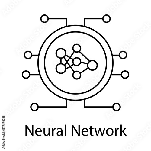 Neural Network Icon – AI Brain Node Connection Vector