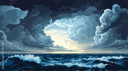 Dramatic Tropical Storm at Sea with Clouds - Professional Stock Photo