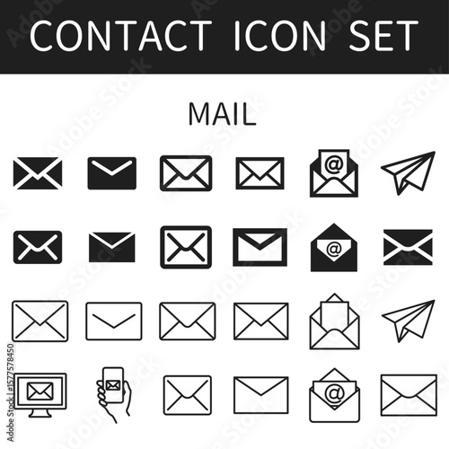 Contact Icon Set Mail vector