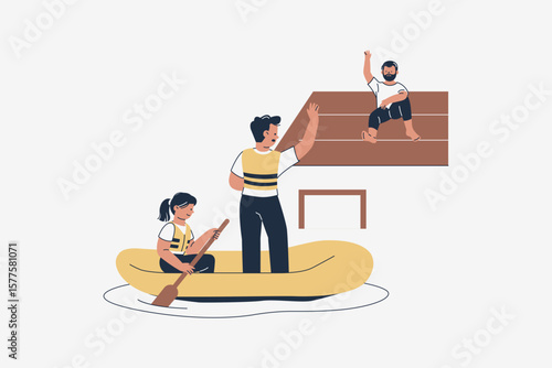 Illustration of Rescue Team Helping People