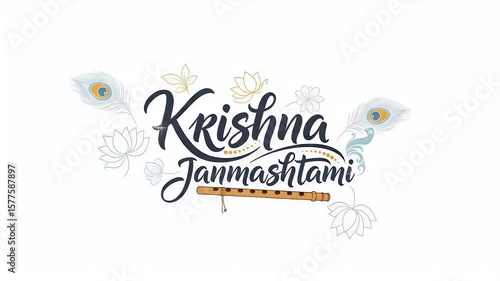 Flat Vector Graphic Poster For Krishna Janmashtami