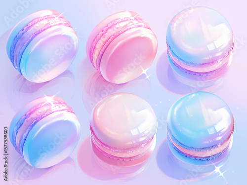 透明感のあるゆめかわいいマカロンのイラスト