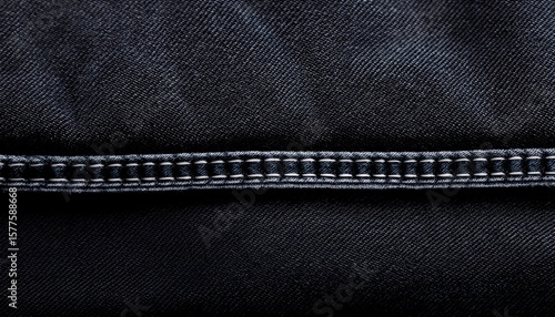 close up of black denim fabric showing texture and weave close up selvedge