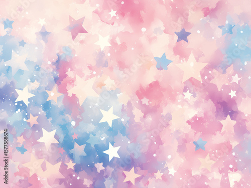 星が散りばめられたゆめかわ水彩背景