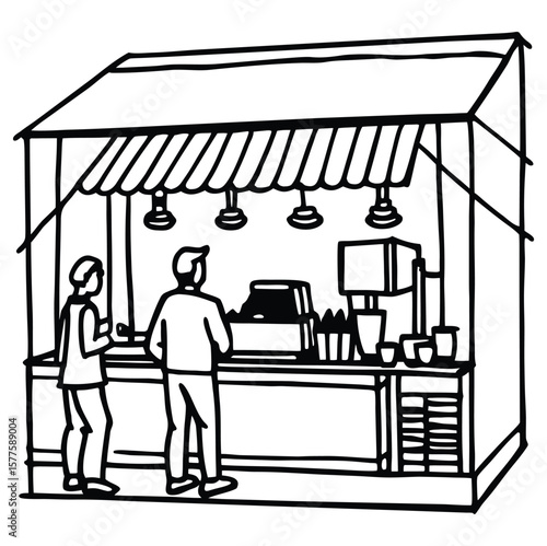 Coffee Shop Behind The Scene Sketch Color