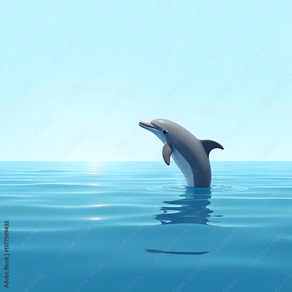 Fototapeta premium Playful Dolphin Leaping from Ocean Waves at Sunrise