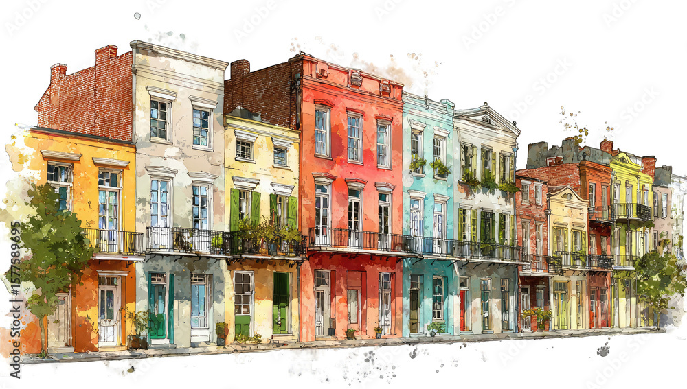 Obraz premium Row of colorful historic buildings (1)