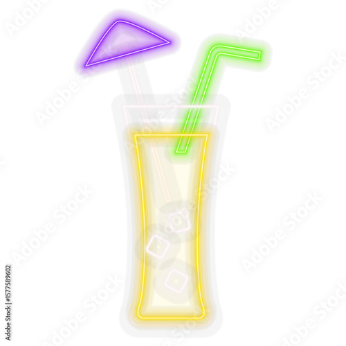 cocktails with glasses in retro style. neon style. Whiskey cocktail.