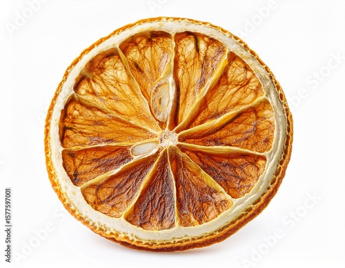 dried citrus fruit wheel slice of lemon cutout isolated on white or white background