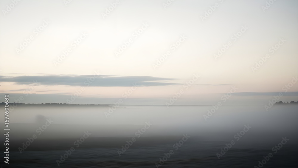 Fototapeta premium Foggy Sky with Mist Blending into Light Clouds