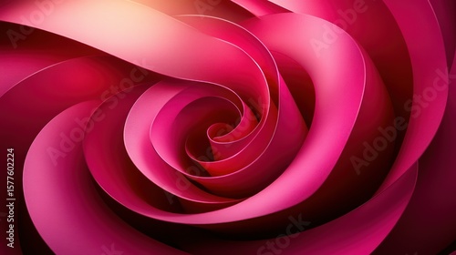Abstract spiral of vibrant pink ribbons