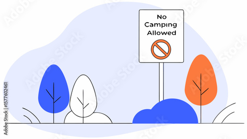 No Camping Area Sign Vector for Park, Forest, or Restricted Zones