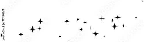 Stars and sparklers. Vector horizontal flowing effect with flying decoration elements.