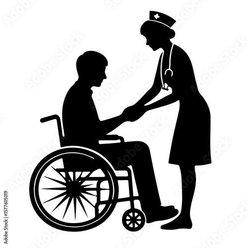 Nurse Assisting a Patient in Wheelchair
