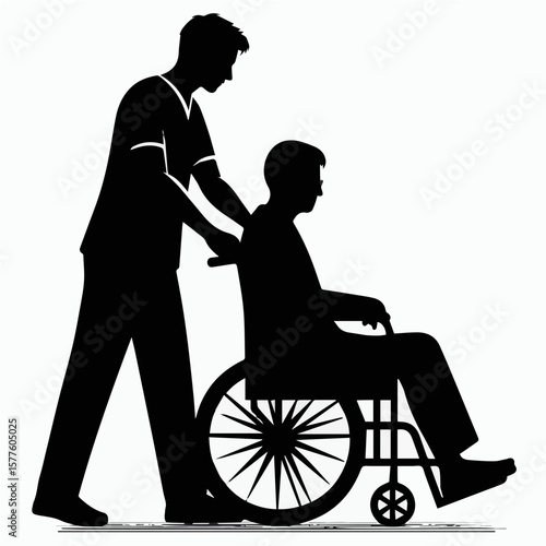 Nurse Assisting a Patient in Wheelchair