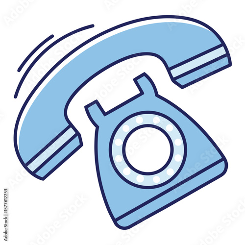 Vintage rotary telephone icon with blue accents dial handset
