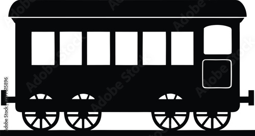 Toy railway passenger car outline icon in flat style vector