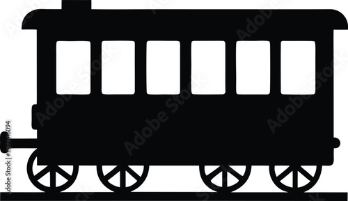 Toy railway passenger car outline icon in flat style vector