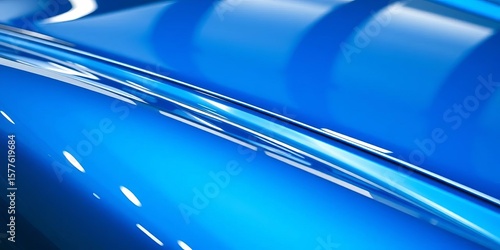Sleek, metallic blue luxury car close-up; reflective surface, machine, elegant
