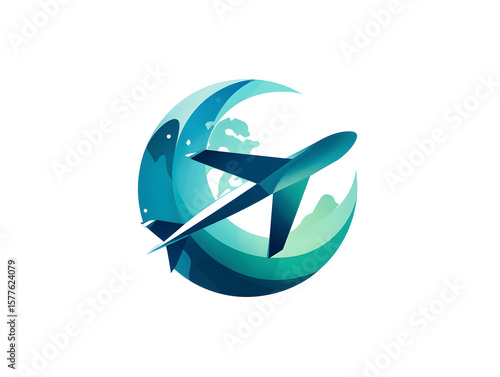Abstract Airplane Globe Travel Icon Design Global Flight Journey Destination