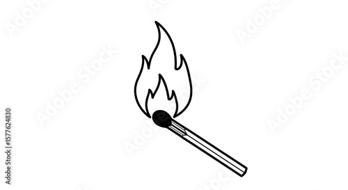 A simple line drawing of a matchstick with a flame burning at the top of the match