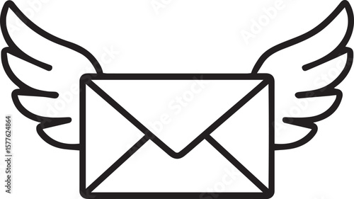 Winged envelope icons line art vector illustratin
