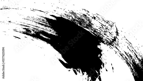 Abstract Black Brush Stroke on White Background