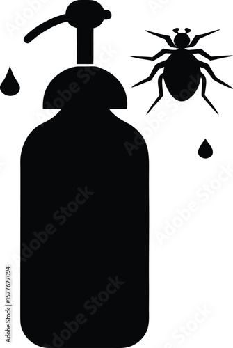 Bug spray solid glyph vector illustration