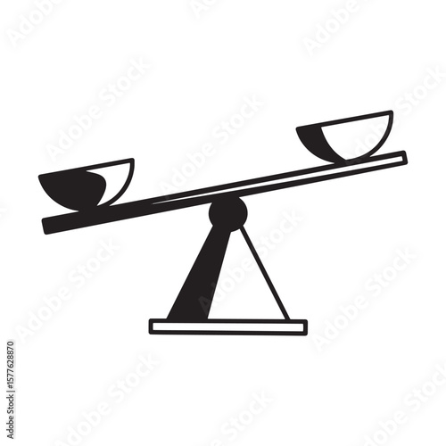 Simple black and white vector illustration of a conceptual balance scale symbol