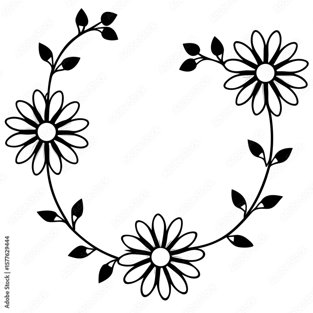Obraz premium Daisy Chain vector silhouette black design white background