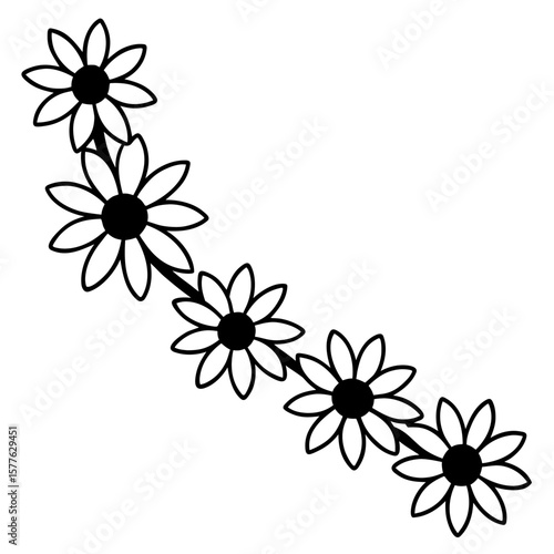 Daisy Chain vector silhouette black design white background