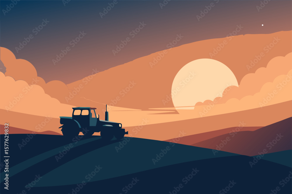 Fototapeta premium tractor on the beach