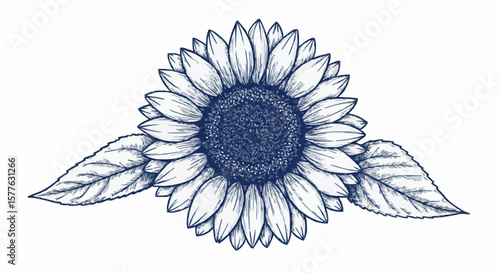 Sunflower porcelain decoration design (dark blue)