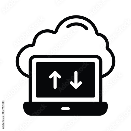 Trendy glyph icon representing cloud transfer gateway