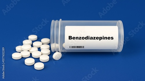 Εκτύπωση καμβά Box of benzodiazepines tranquilizer tablets placed on medical counter in hospit