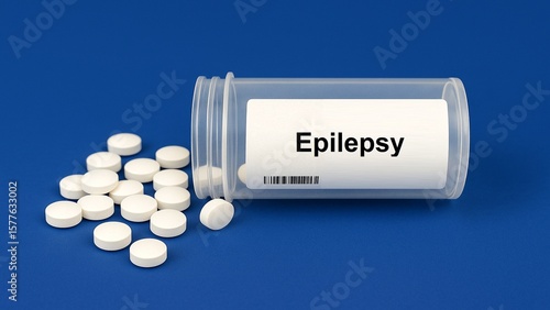 Tableau sur toile Box of epilepsy treatment tablets placed on pharmacy table for neurological care