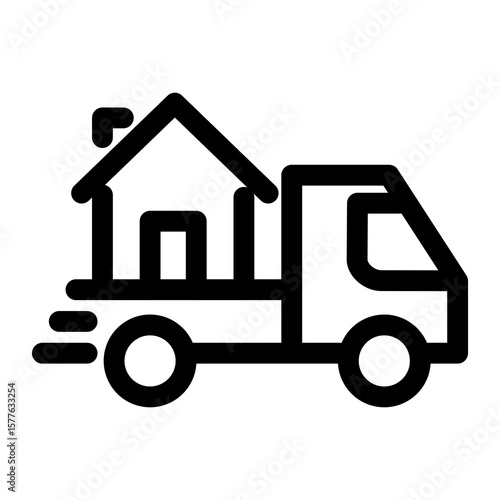 House with transport vehicle truck vector design.