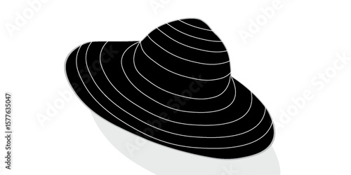 Classic panama hat icon. Set of vintage panama hat icons. Vector illustration. Panama hat vector icons. Black hat icons
