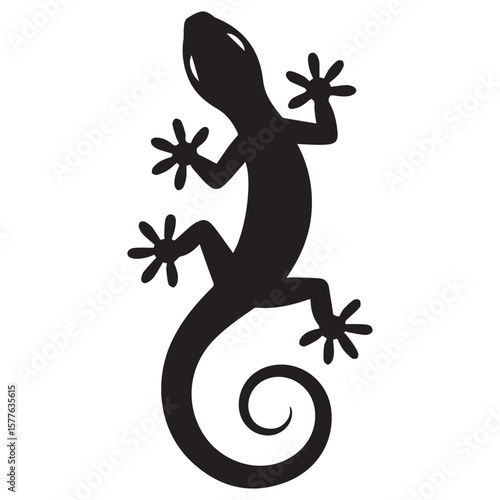 Wallpaper Mural A black silhouette of a gecko with its tail curled in a spiral against a white background Torontodigital.ca